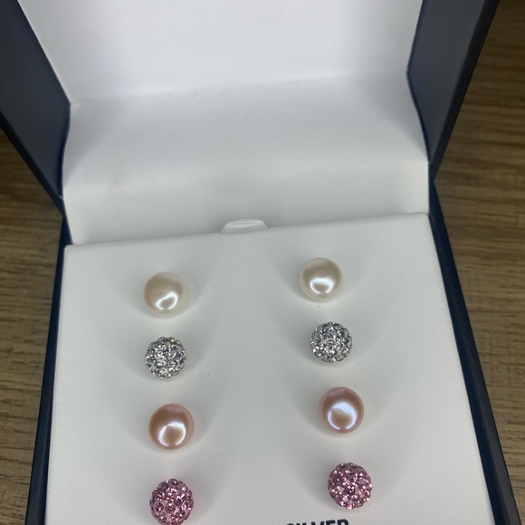 4-Pc. Set White & Dyed Pink Cultured Freshwater Pearl & Crystal Fireball - Picture 5 of 5